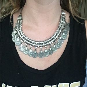 Tarnished-looking silver coin necklace (UO)